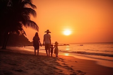 Fototapeta premium Beach Holiday: A Family's Summer Adventure (Ai generated)