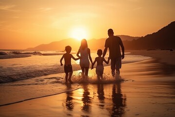 Fototapeta premium Beach Holiday: A Family's Summer Adventure (Ai generated)