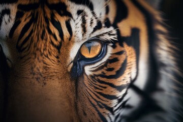 Close up of the striped tiger. Generative AI