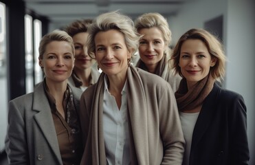 Group of confident female executives ,looking at the camera. Generative AI