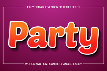 3d Party Editable Text Effect, Party Text Style vector eps
