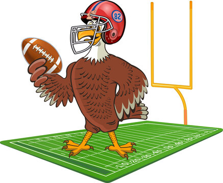 Bald eagle cartoon on American Football Field