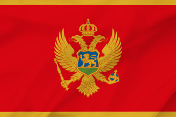 Montenegro flag on waving silk background. Montenegro national flag. 3d illustration.