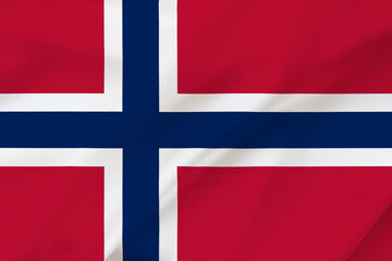 Obraz premium Norwegian flag on waving silk background. Norway national flag. 3d illustration.