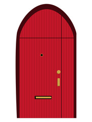 entrance vintage door of red color from boards for a country house