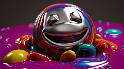 Smiling smiley smiley abstraction smiley in paint in a beautiful graphic background
