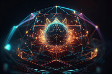 3d illustration multicolored astral world of sacred geometry