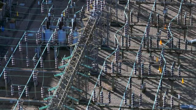 Aerial View of a High Voltage Electrical Substation