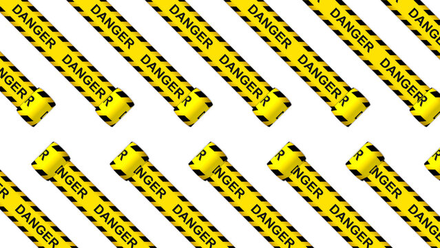 Danger yellow and black caution stripes diagonal covers isolated background. Road work restricted area concept 8K illustration