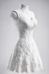 IA generativa Vestido blanco con textura de mármol grabado en maniquí