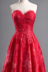 IA generativa Vestido rojo de encaje en estilo de los años 50 en maniquí