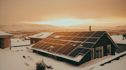 Solar Panels on the roof of a house Eco Friendly green electricity AI