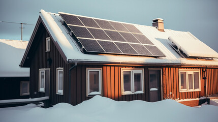 Solar Panels on the roof of a house Eco Friendly green electricity AI
