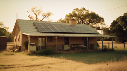 Solar Panels on the roof of a house Eco Friendly green electricity AI