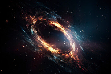 Abstract spacescape, black hole. Star on dark background. Magic explosion star with particles - obrazy, fototapety, plakaty