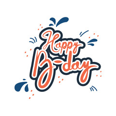 Happy Birthday. Hand Drawn Lettering Phrase Icon Vector Design.