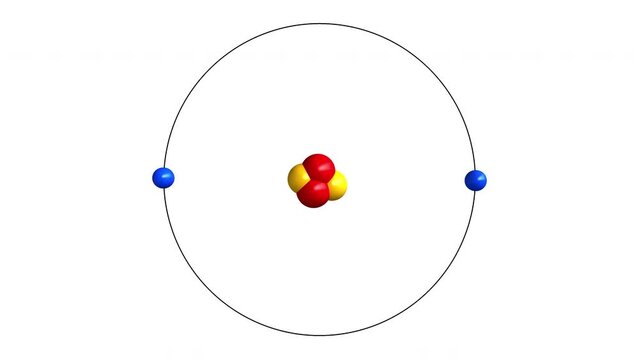 3d render animation of atom structure with alpha channel
Protons are represented as red spheres, neutron as yellow spheres, electrons as blue spheres