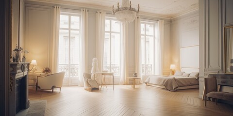 Parisian interior design room with beautiful lightning generative ai - obrazy, fototapety, plakaty
