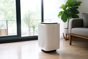 Air purifier in modern house. Fresh air and healthy life