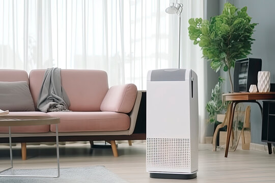 Air purifier in modern house. Fresh air and healthy life