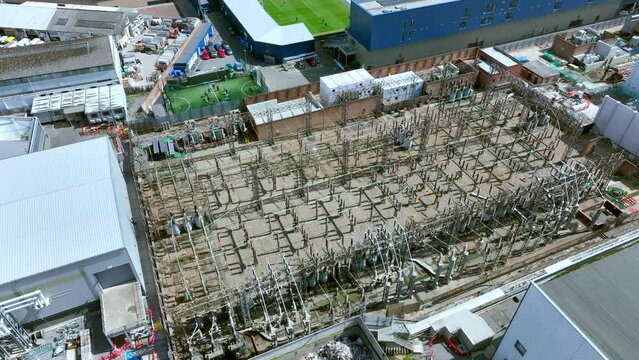 Aerial View of a High Voltage Electrical Substation