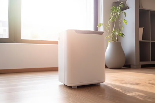 Air purifier in modern house. Fresh air and healthy life