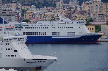 Passenger pax cargo car roro ro-ro ferry boat vessel cruiseship cruise ship liner in Palermo...