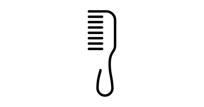 comb animated outline icon on white background. comb 4k video animation for web, mobile and ui design