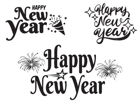 Happy New Year Stylish Typographic Inscription Vector Image