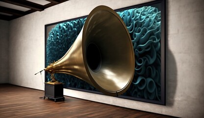 old horn on the wall, created usining generative Ai