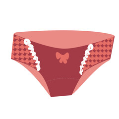 red panties underwear on white background flat