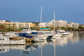 Fototapeta na wymiar The marina of Port de Alcudia, Mallorca, Balearic Islands, Spain