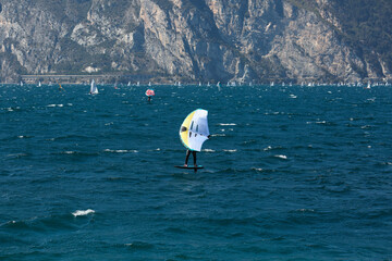 Wind surfers on the lake