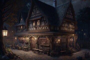 Fototapeta premium Medieval Tavern illustration