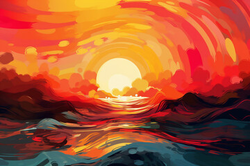 sunset over the sea