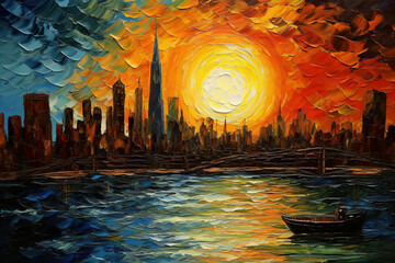 abstract view over a city