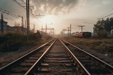 Obraz na płótnie Canvas Railroad and train tracks. Generative AI