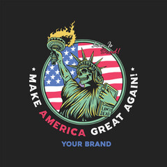 Liberty statue tees graphic vector.