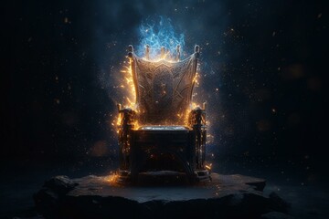 Electric throne with sparkling energy behind. Generative AI