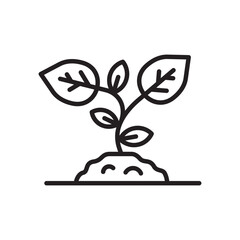 Planting vector line icon. Seedling flat sign design. Planting nature leaf symbol pictogram. UX UI isolated icon of seedling planting leaf. Linear icon outline seed symbol