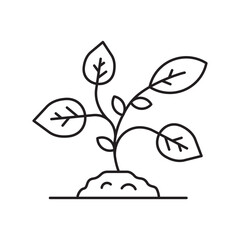 Planting vector line icon. Seedling flat sign design. Planting nature leaf symbol pictogram. UX UI isolated icon of seedling planting leaf. Linear icon outline seed symbol