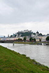 Fototapeta premium Salzburg in summer with clouds, Austria