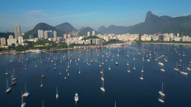Boats in Guanabara Bay With Rio de Janeiro City View in the Horizon