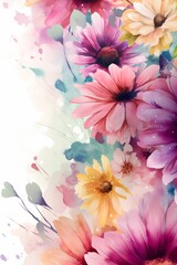 spring flower space watercolor design copy peonies background valentine pastel color blossom. Generative AI.