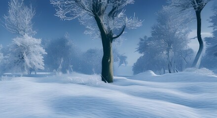 Tree branches under the snow, natural vintage winter background, seasonal weather concept Generative AI