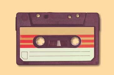 Retro styled vintage audio cassette on background