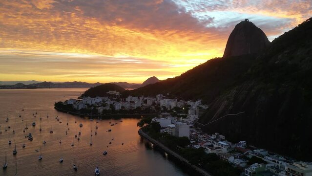 Colorful Sunrise in Rio de Janeiro With the Sugarloaf Mountain Silhouette