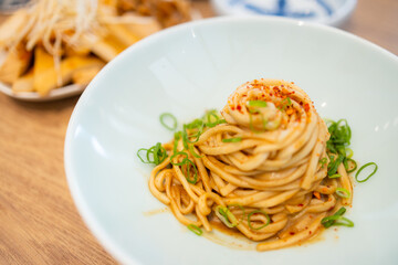Chinese style spicy noodles dish