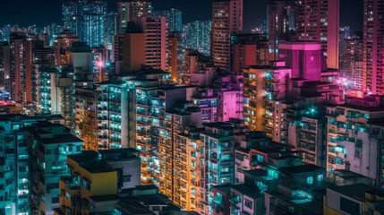Fototapeta na wymiar Colorful cityscape captured during night