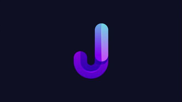 Animated J Letter Logo Design with Gradient Colors on Dark Background High Quality Footage